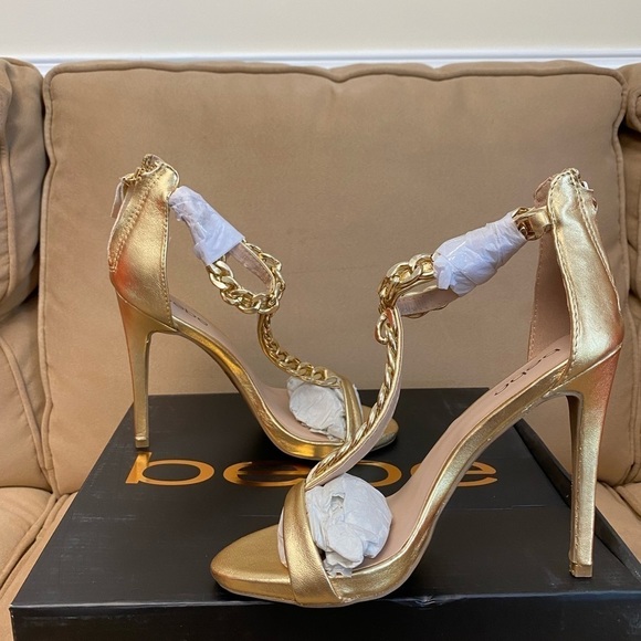 bebe Shoes - BNIB bebe shireen heeled sandal gold sz 8